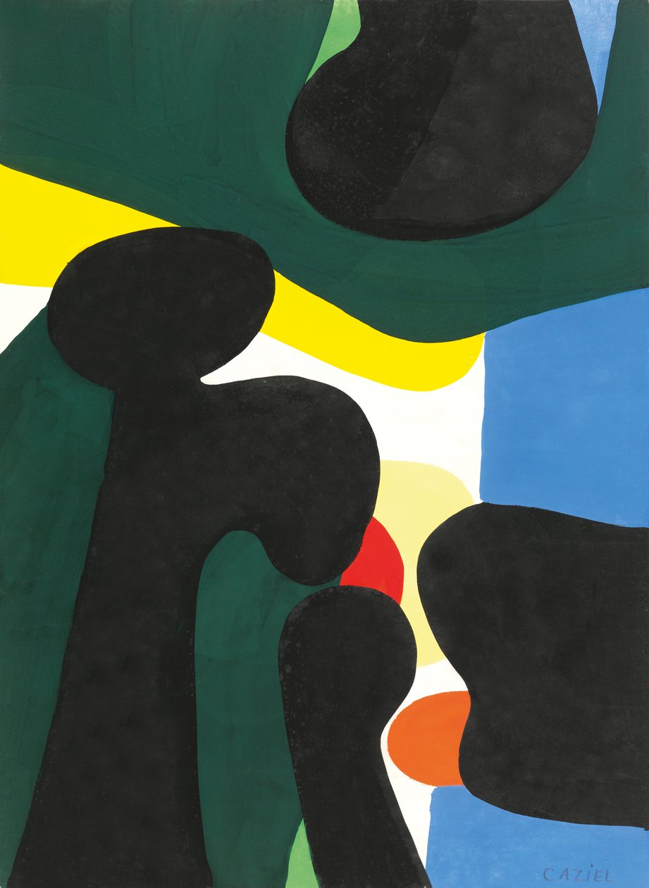 Composição, c.1950 (guache sobre papel) de Caziel Caziel