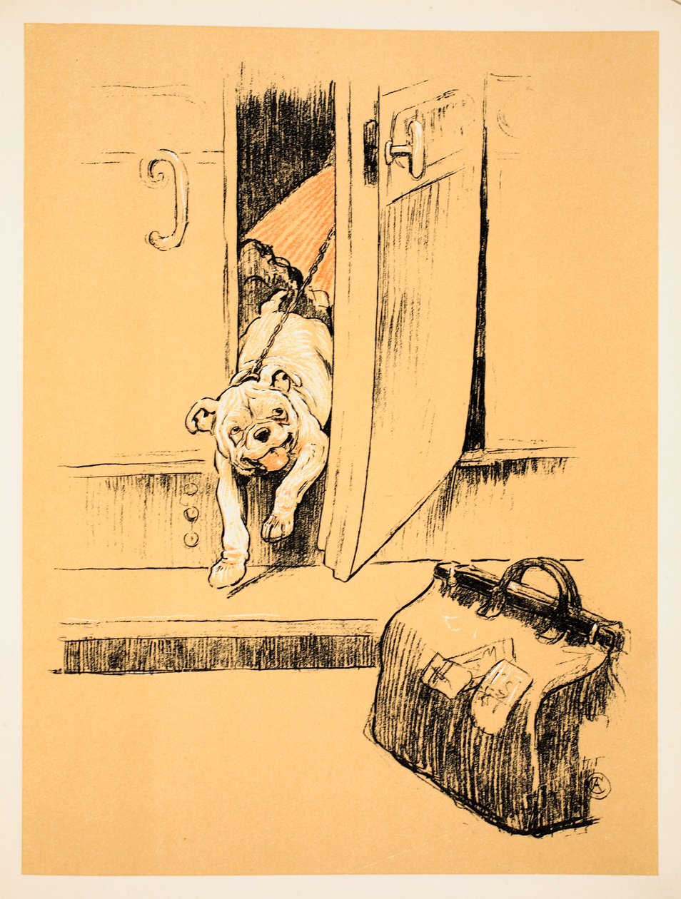 Chegando ao nosso destino, de &39;Um cachorro gay, história de um ano tolo&39; Aldin, Cecil Charles Windsor (1870-1935), publicou William Heineman, 1905. Ilustração, 1ª edição, giz e giz de cera no papel de Cecil Charles Windsor Aldin