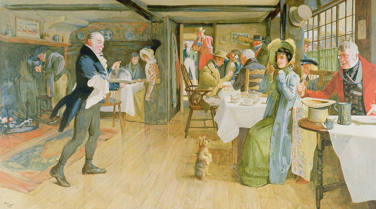 Implorando pela Ceia, (cromolitografia, prova nº 74, com blindsamp de Lawrence e Bullen) de Cecil Charles Windsor Aldin