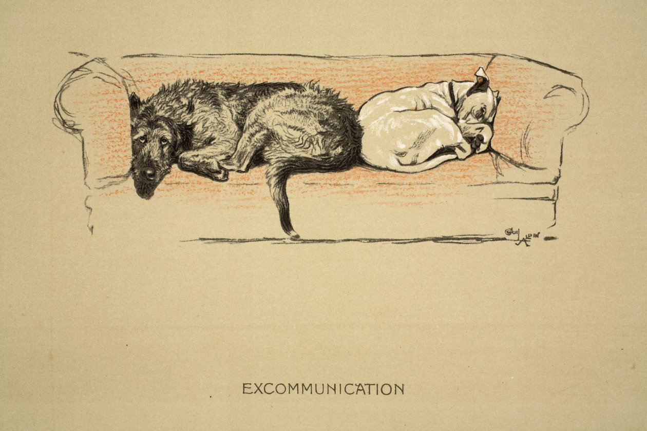 Excomunhão, 1930, 1ª Edição de &39;Sleeping Partners&39;, Aldin, Cecil Charles Windsor (1870-1935), publicado por Eyre e Spottiswoode Limited, Giz e Carvão no papel de Cecil Charles Windsor Aldin