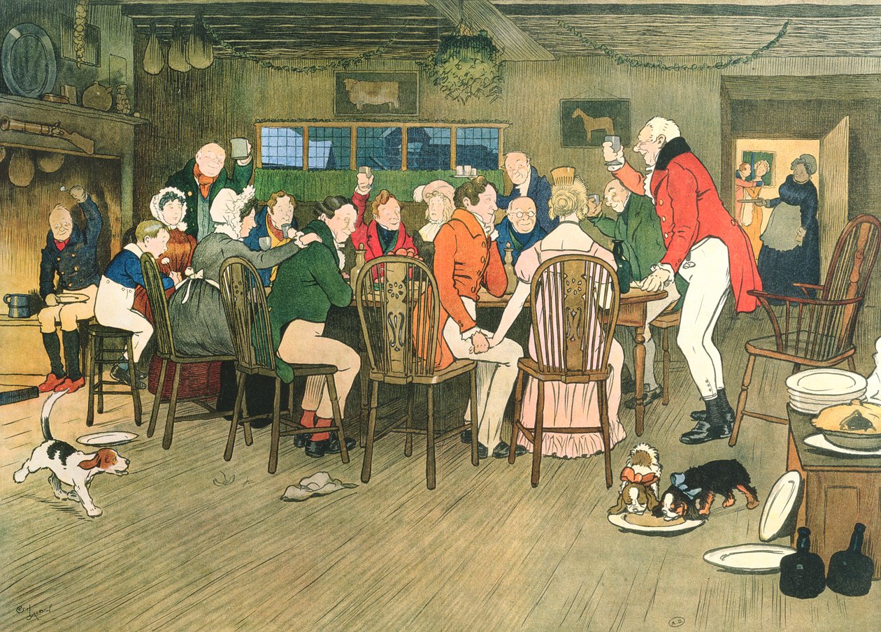 O jantar de Natal no Inn, c.1900 de Cecil Charles Windsor Aldin