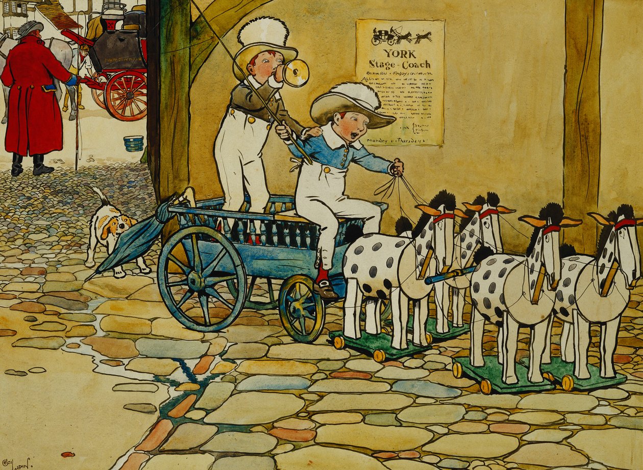 Lasca o bloco antigo; O treinador de palco de York, de Cecil Charles Windsor Aldin