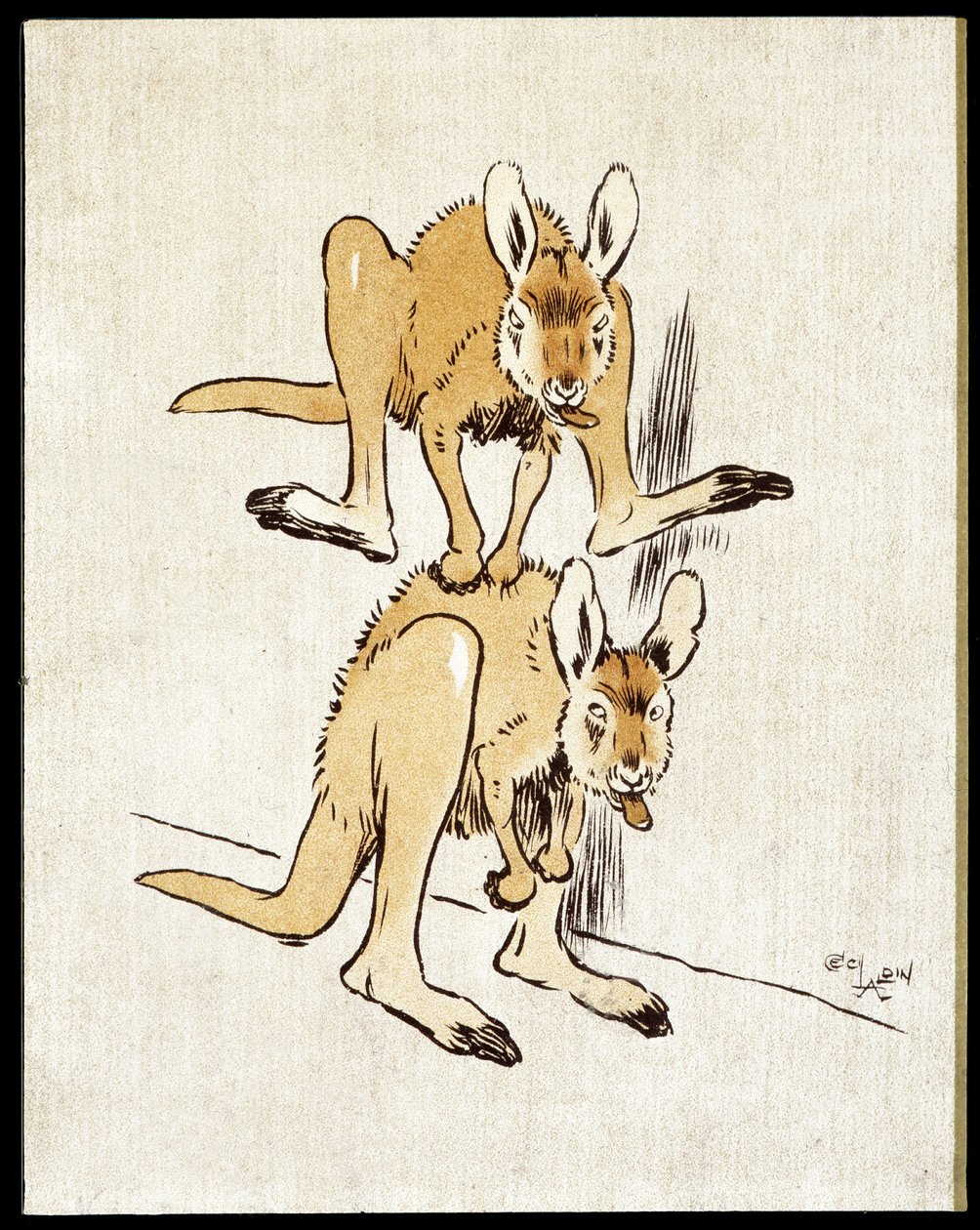Cangurus de banda desenhada. Dois cangurus fazem um salto de ovelha. de Cecil Charles Windsor Aldin