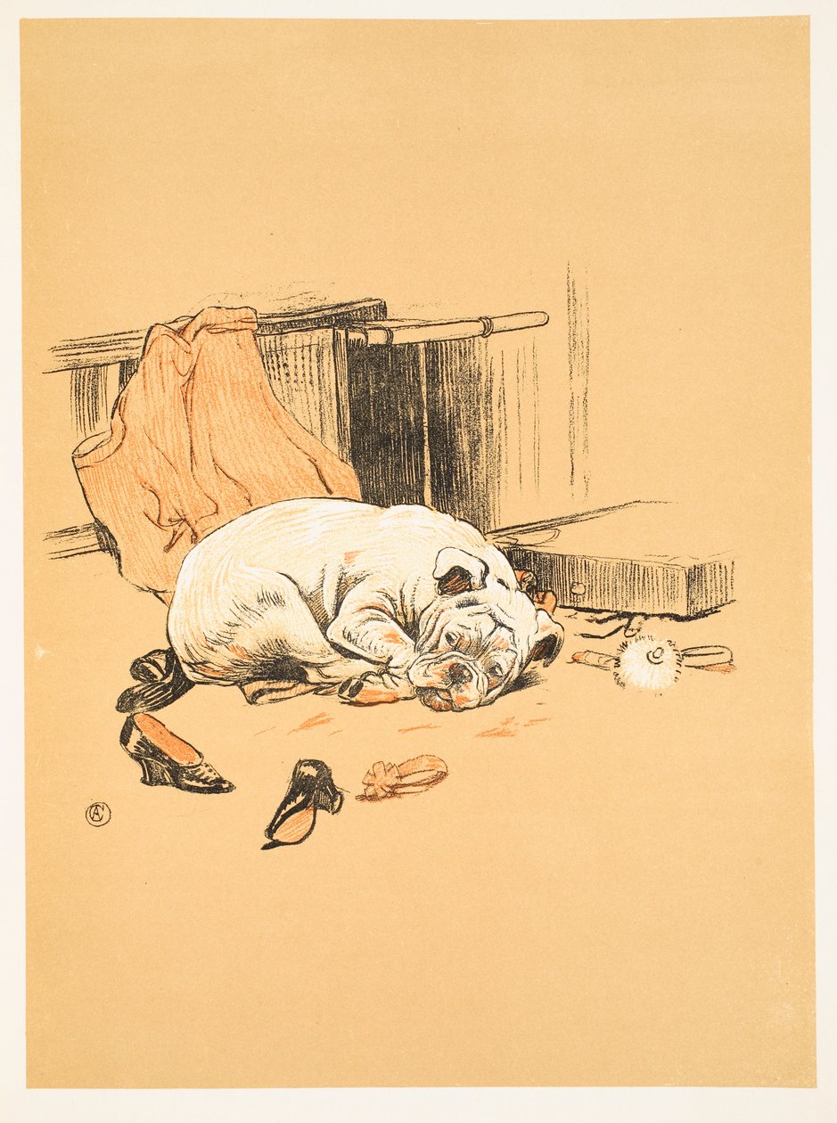 Desapontamento por não encontrar os Chocolates, de A Gay Dog, História de um Ano Tolo Aldin, Cecil Charles Windsor (1870-1935), publicado por William Heineman, 1905. 1ª Edição, Ilustração, Chalk e C de Cecil Charles Windsor Aldin