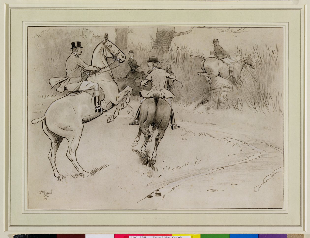 &39;Hold Back, Sir!&39;, 1904 (carvão, caneta e tinta com branco sobre papel) de Cecil Charles Windsor Aldin