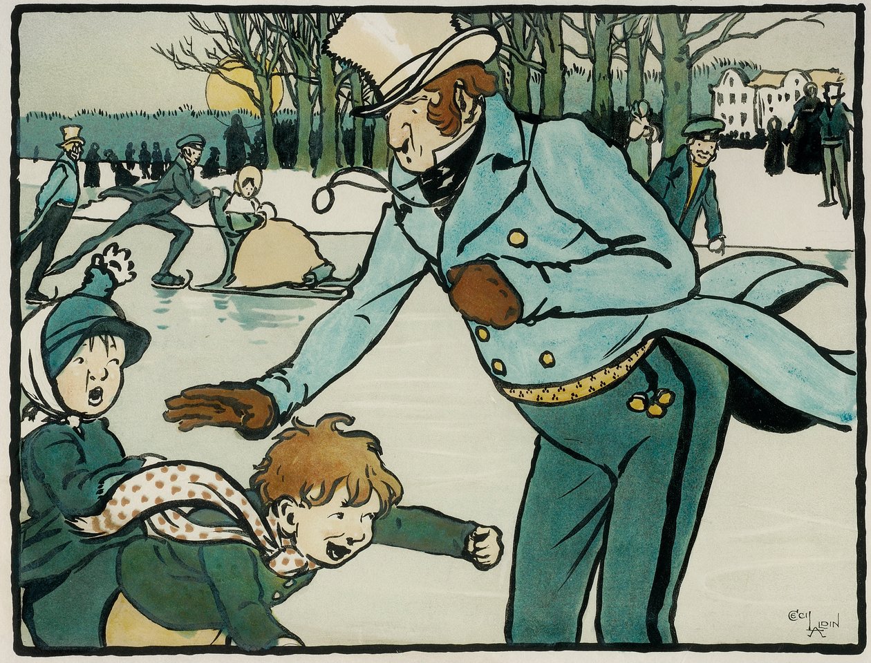 Velhos Desportos e Jogos Ingleses: Patinagem de Cecil Charles Windsor Aldin