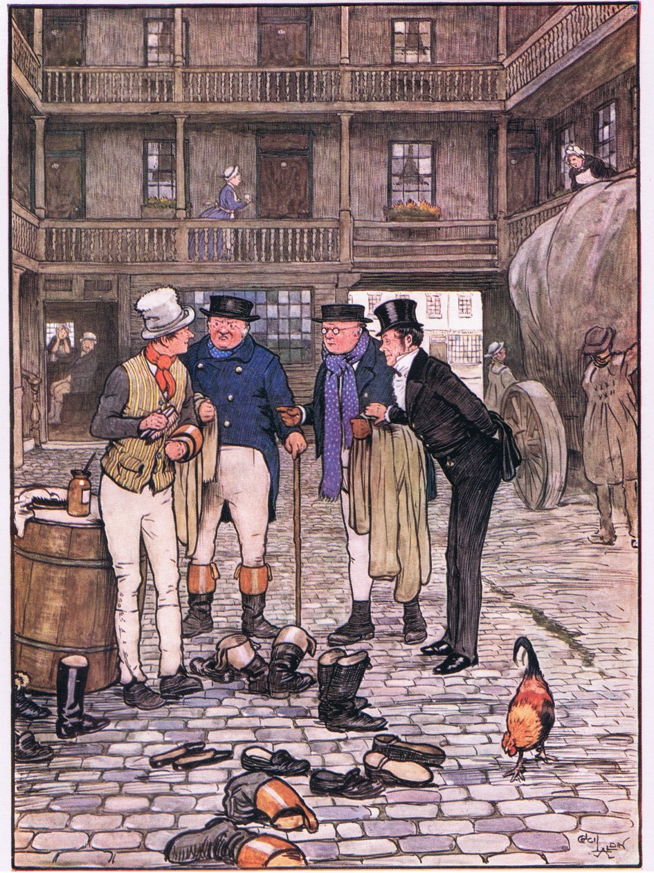 Sam no pátio do White Hart de Cecil Charles Windsor Aldin