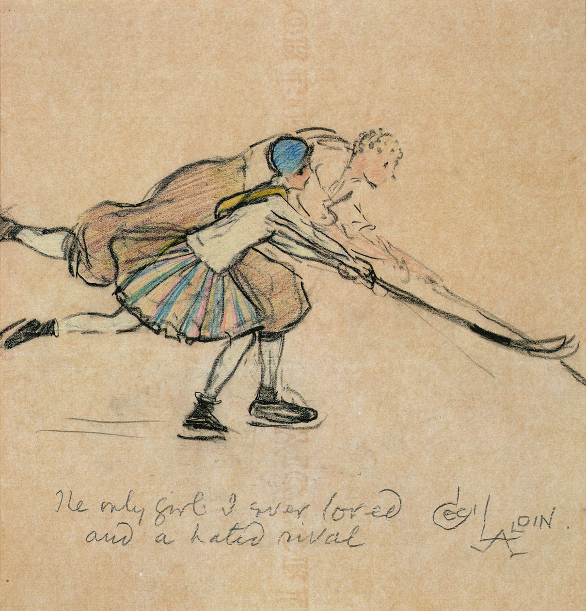 A Única Garota que Eu Sempre Adorei e uma Odiada Rival (lápis colorido no papel) de Cecil Charles Windsor Aldin