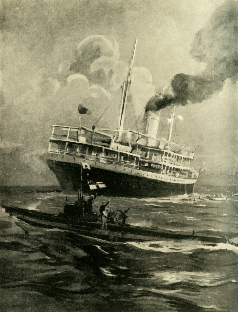 O naufrágio de Falaba, Primeira Guerra Mundial, 28 de março de 1915, c1920. de Cecil King