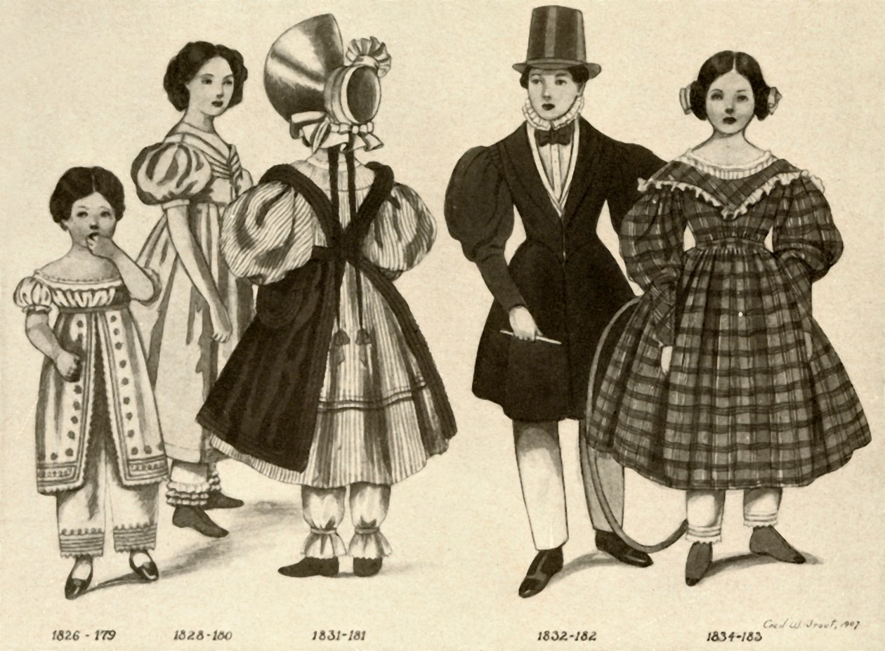 Roupas para crianças de 1820-1840, 1907, 1937. de Cecil W. Trout