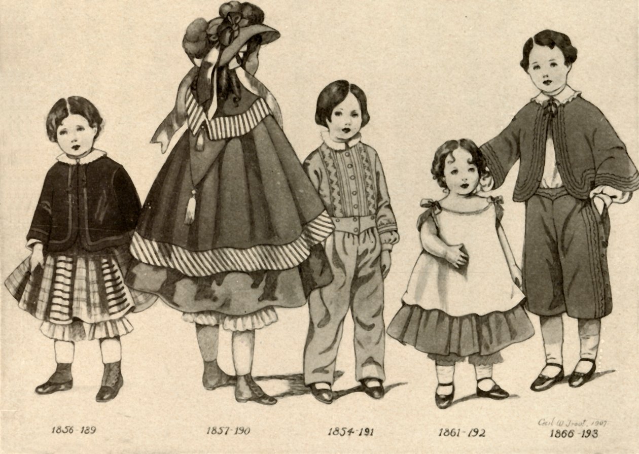 Roupas para crianças de 1850 a 1860, 1907, 1937. de Cecil W. Trout