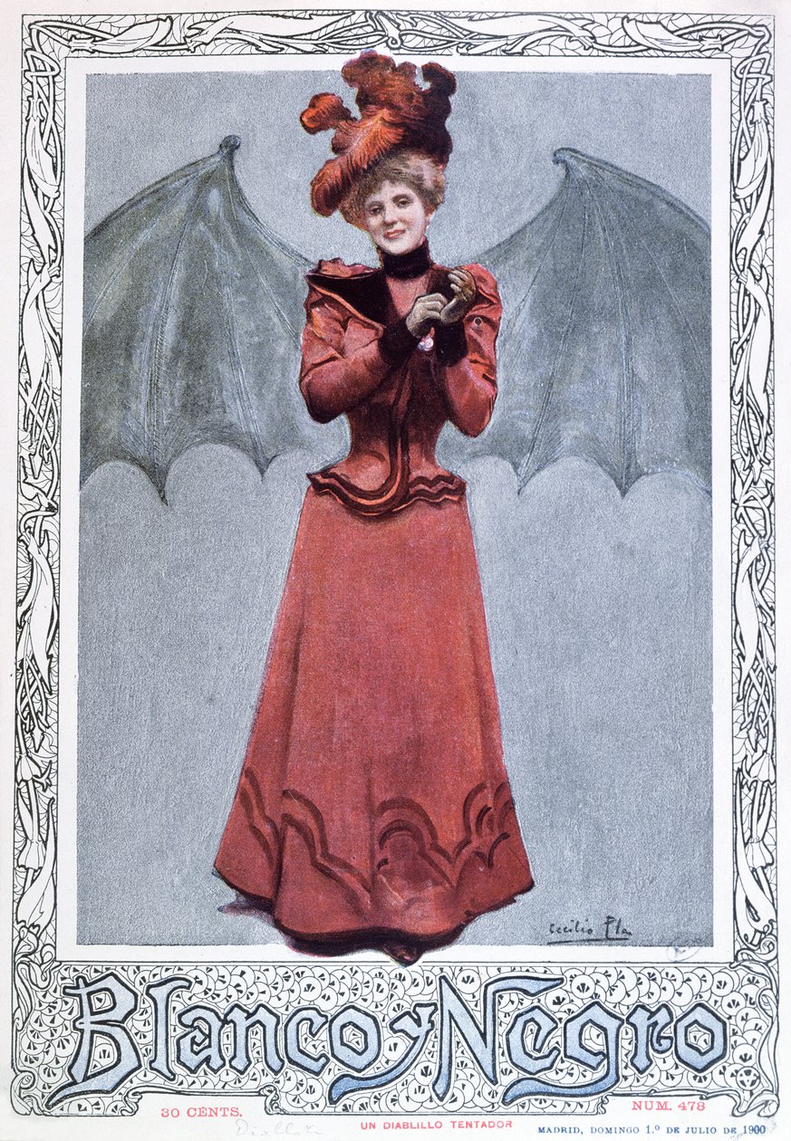 The Devilish Temptress, da capa da revista &39;Blanco y Negro&39;, 1º de julho de 1900 de Cecilio Pla Gallardo