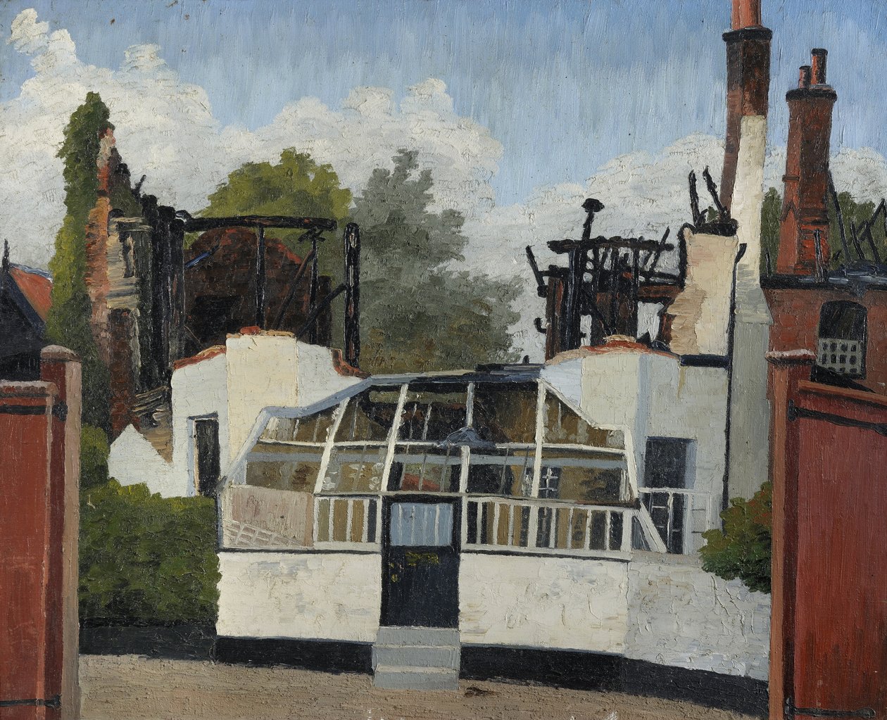 Escola destruída, Dedham de Cedric Morris