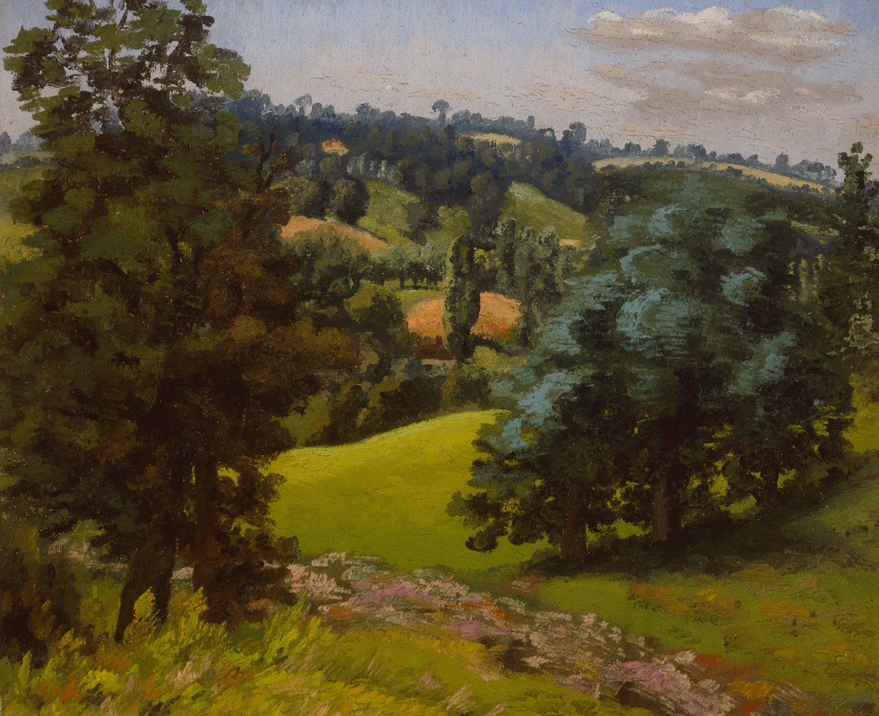 Paisagem em Hadleigh (óleo sobre tela) de Cedric Morris