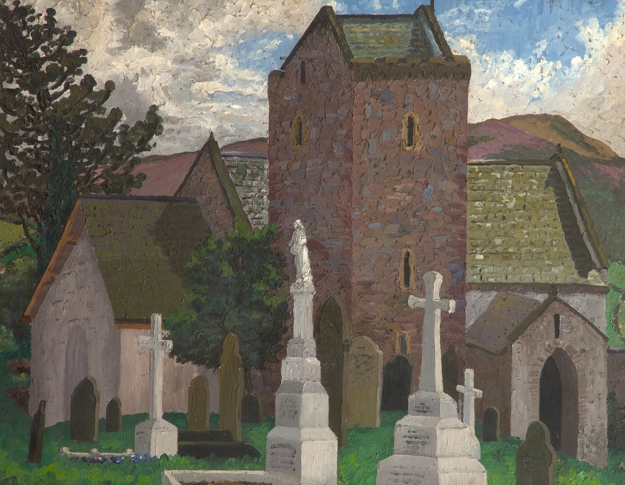Igreja Llangenith, Gales do Sul, c.1930 (óleo sobre tela) de Cedric Morris