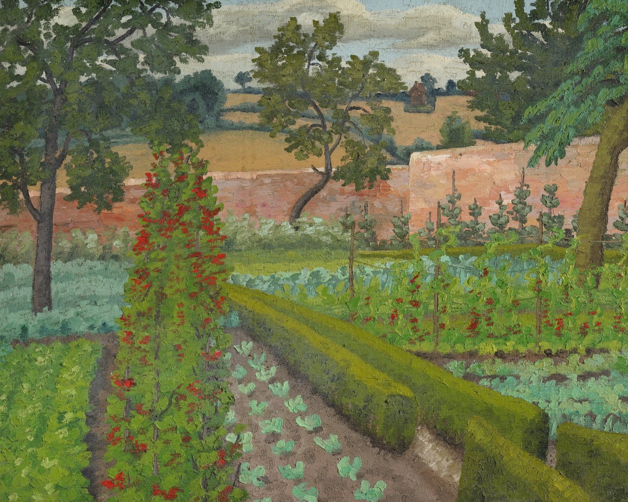Jardim de guerra (óleo sobre tela) de Cedric Morris