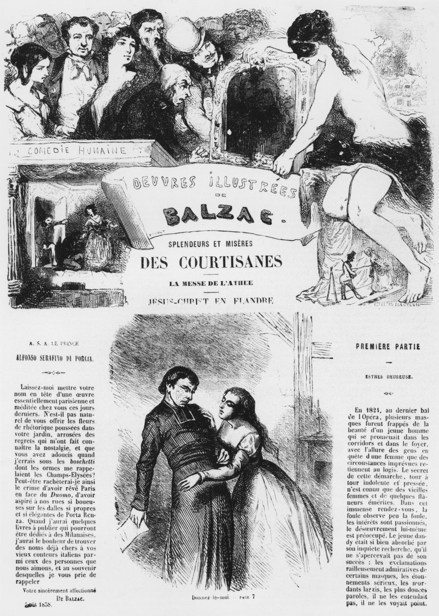 Ilustração de &39;Splendors and Miseres of Courtesans&39; por Honoré de Balzac, publicado em 1867 de Celestin Francois Nanteuil