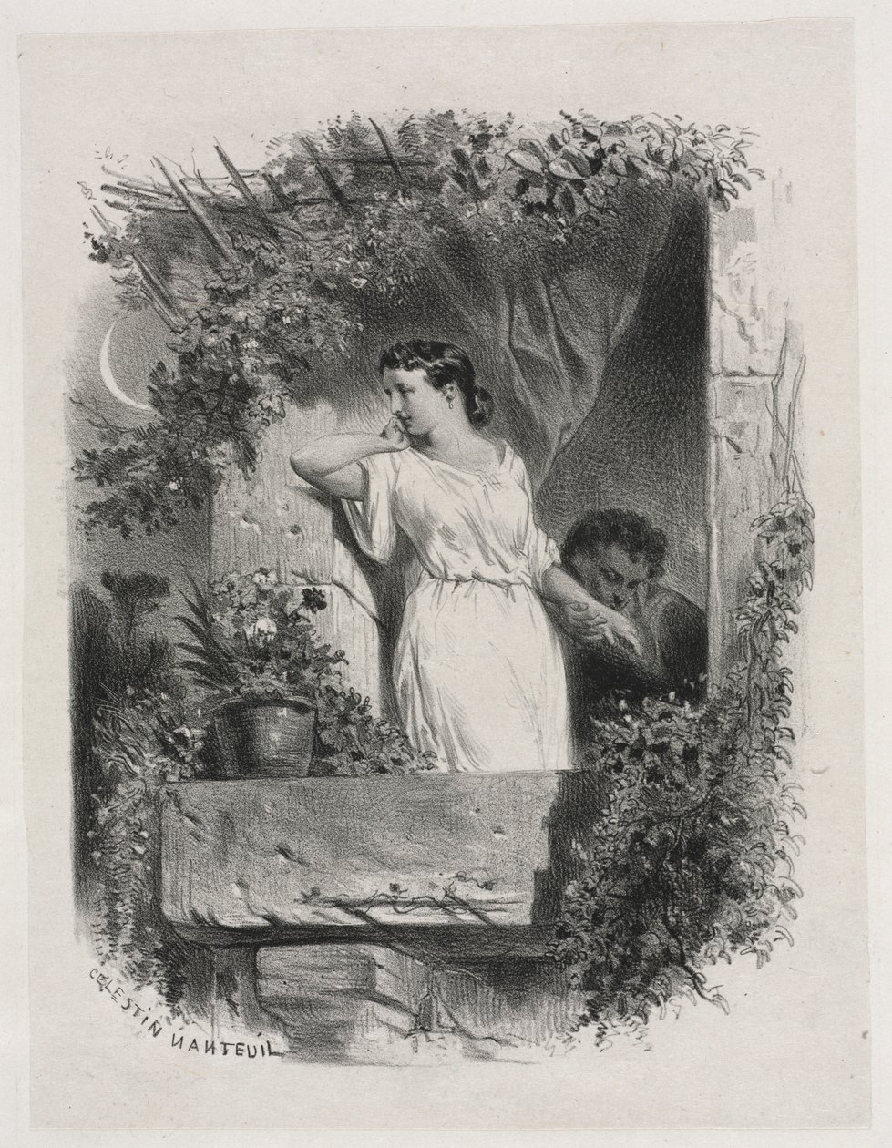 Na varanda, 1842. de Celestin Francois Nanteuil
