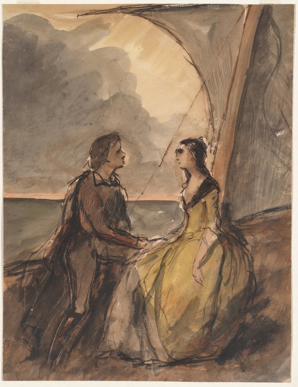 Homem e Mulher sentados de Celestin Francois Nanteuil