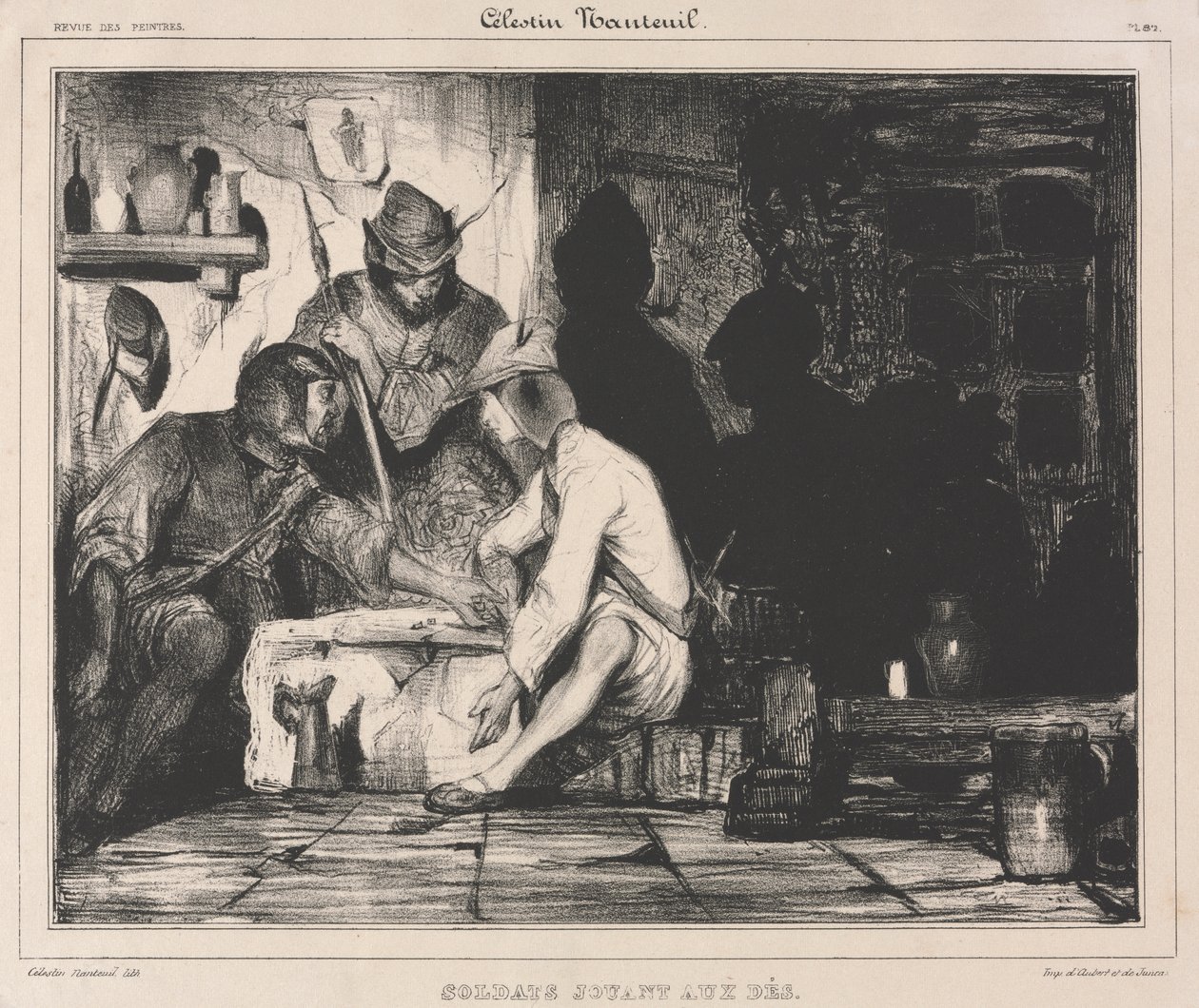 Soldados jogando dados de Celestin Francois Nanteuil