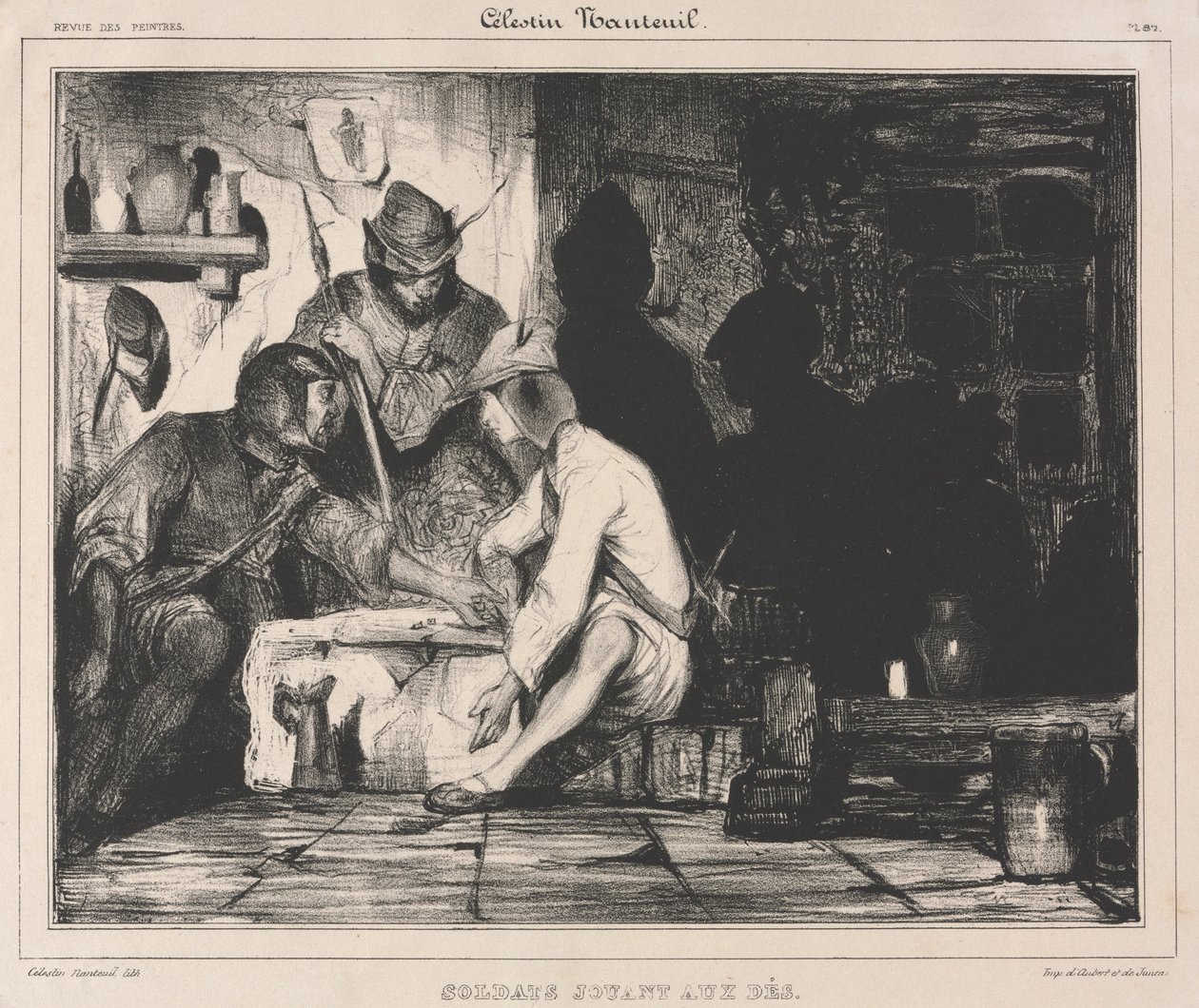 Soldados jogando dados, do século XX. de Celestin Francois Nanteuil