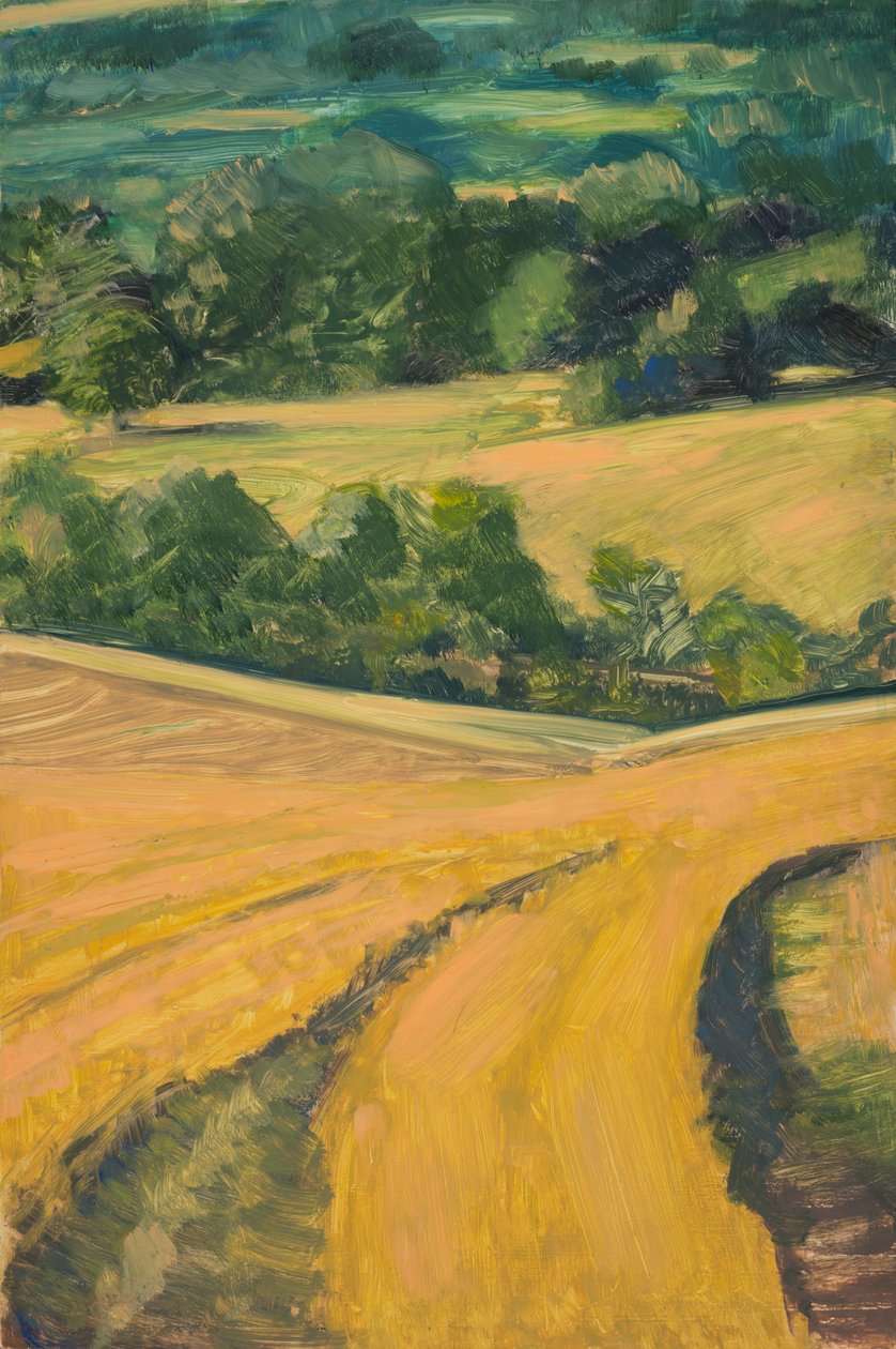 A Hora Dourada, Cotswolds, 2013 (óleo sobre painel) de Celia Montague