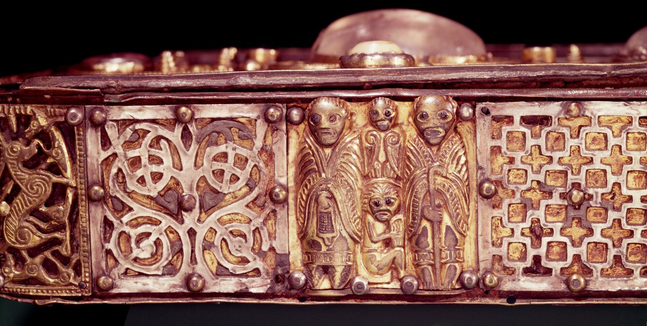 Santuário do Stowe Missal, Lorrha, Condado de Tipperary carvalho decorado com placas de prata detalhe de 390442 de Celtic