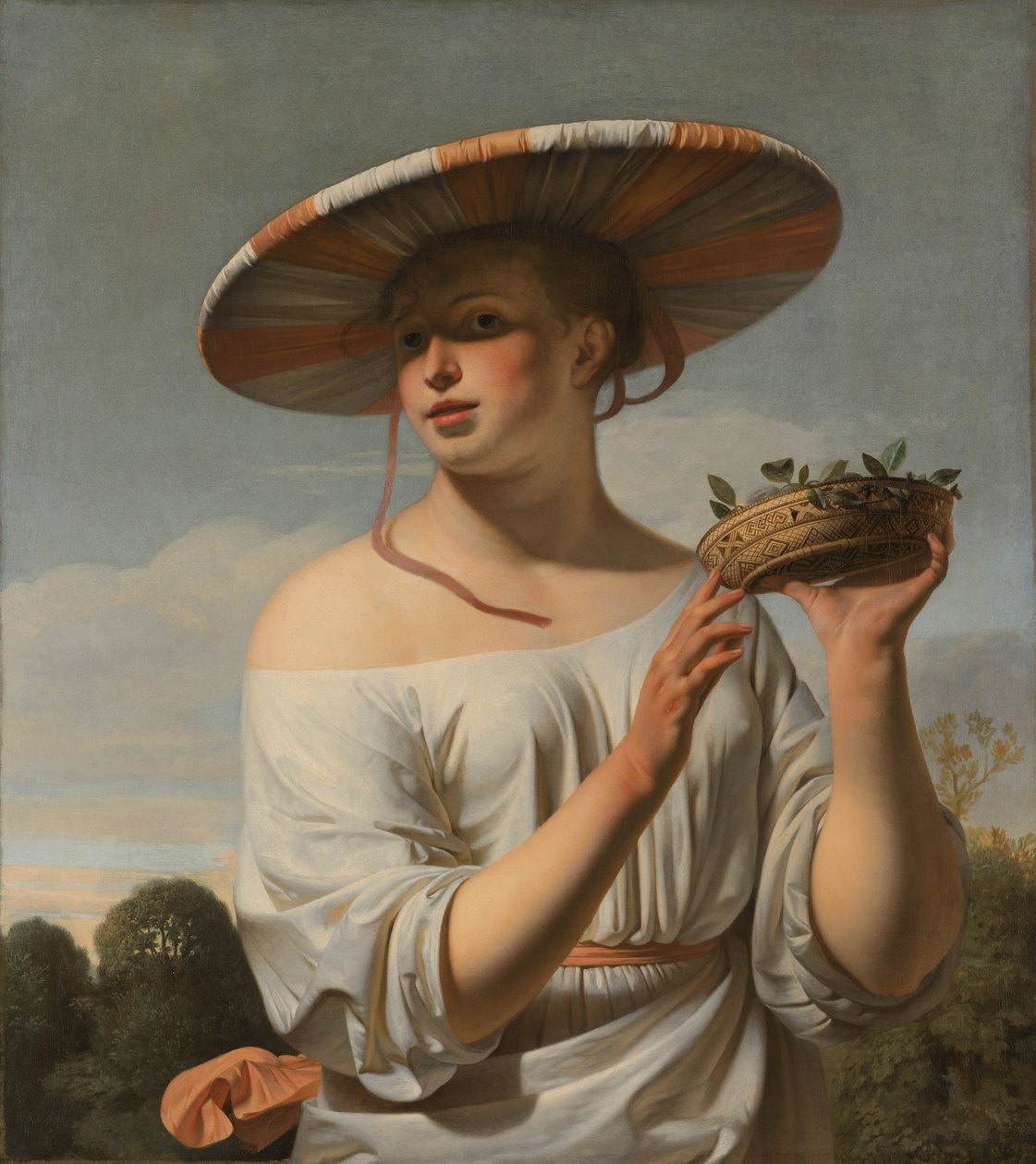 Menina com um chapéu grande, 1645-1648 de Cesar Boetius van Everdingen