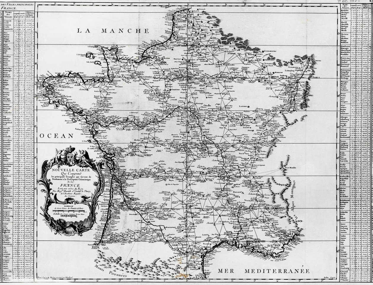 Mapa da França, por Giovanni Domenico Maraldi (1709-1788) e Cesar-Francois Cassini de Thury ou Cassini III (1714-1784), França de Cesar Francois Cassini de Thury