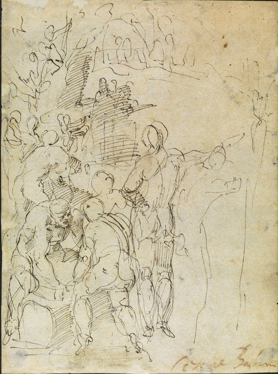 Esboço de figuras masculinas de Cesare Baglione