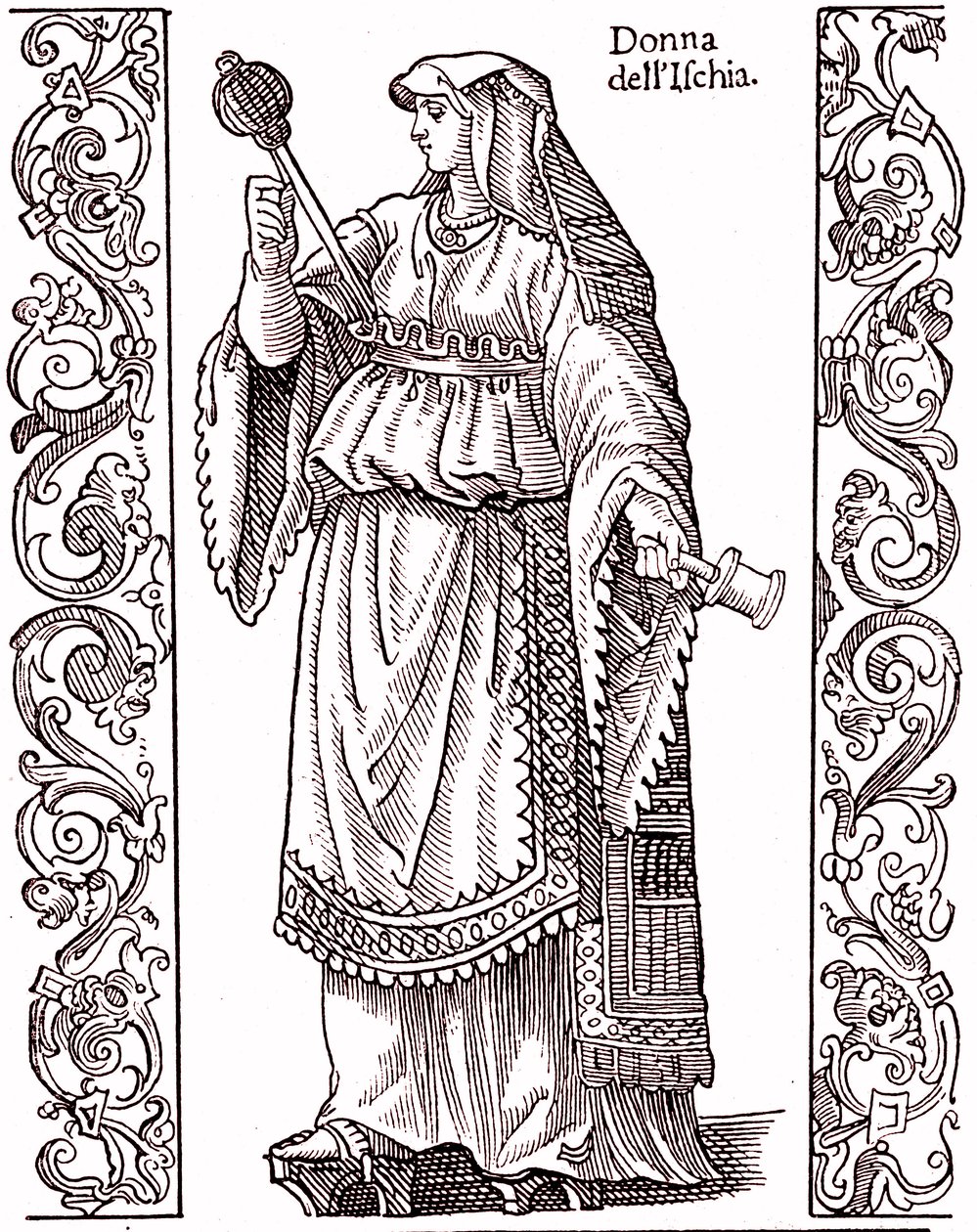 Um camponês de ISCHIA - traje italiano do século XVII de Cesare (after) Vecellio