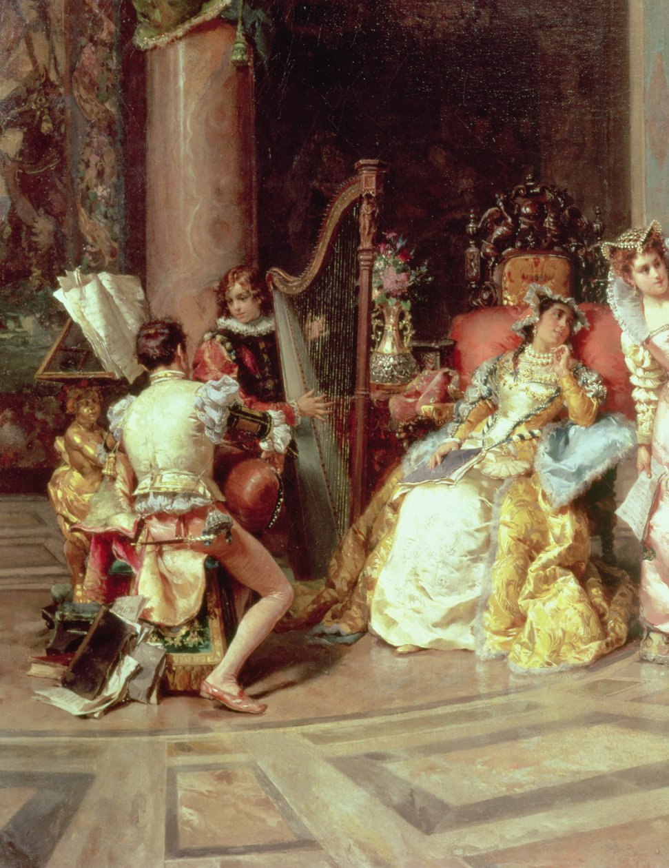 Galileu na corte de Isabella, detalhe, 1878 de Cesare Auguste Detti