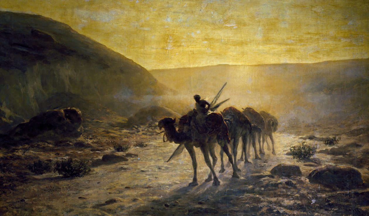No deserto, Pintura de Cesare Biseo (1843-1909) de Cesare Biseo
