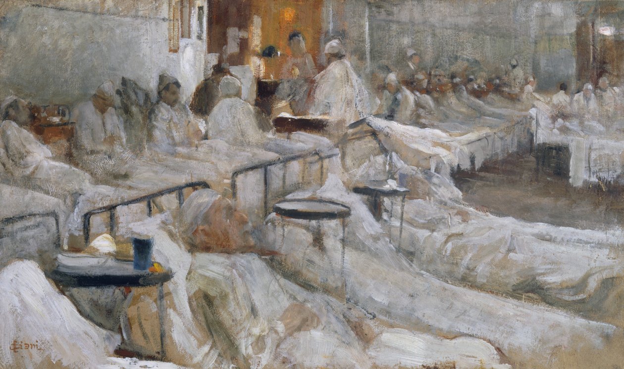 Ala hospitalar, pintura de Cesare Ciani (1854-1925), Itália de Cesare Ciani