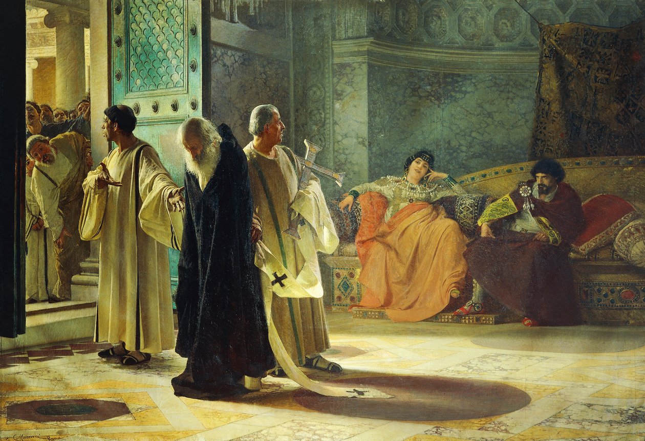 Deposição do Papa Silverio, 537, óleo sobre tela, por Cesare Maccari (1840-1919) de Cesare Maccari