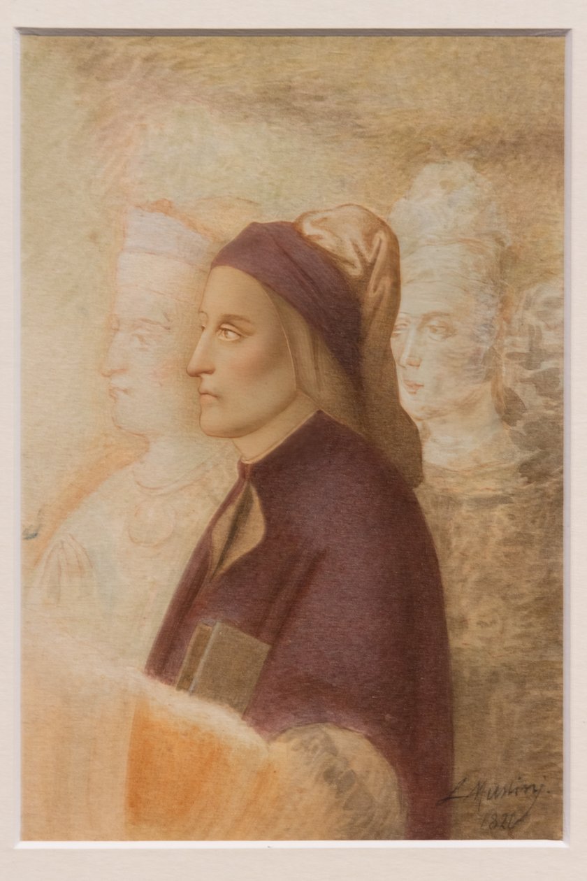 Retrato de Dante, de Cesare Mussini, cerca de 1844 (aguarela sobre cartão) de Cesare Mussini