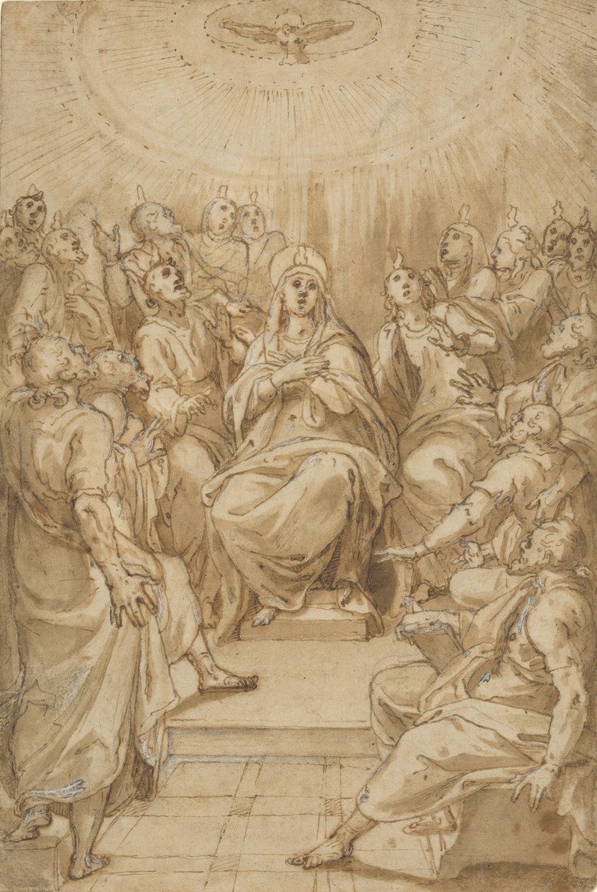 O Pentecostes A Descida do Espírito Santo, ca. 1576. de Cesare Nebbia