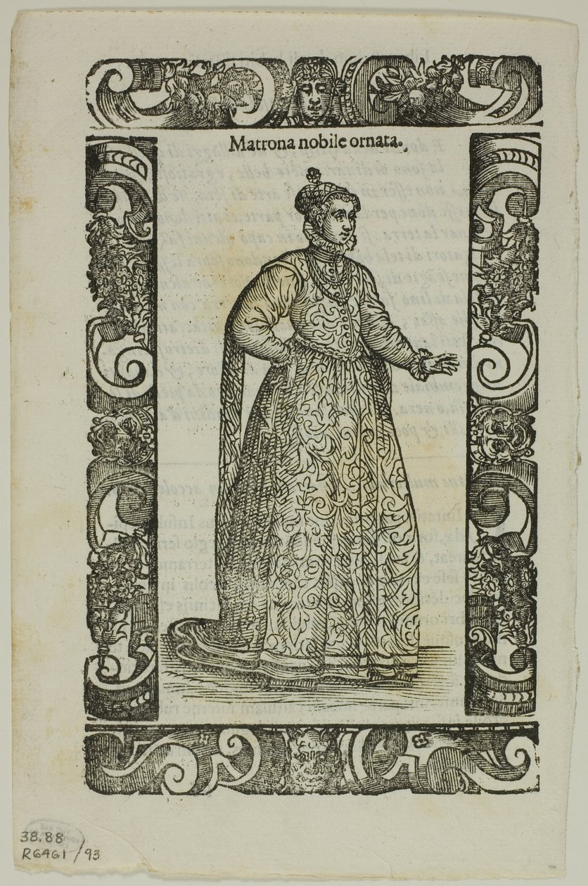 Folha de Habiti antichi e moderni, chapa 93 de xilogravuras de livros do século XVI de Cesare Vecellio