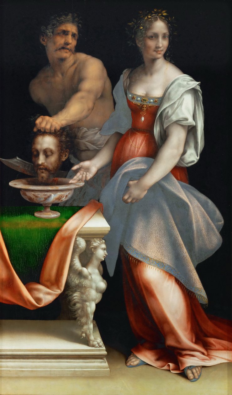 Salomé com a Cabeça de João Batista - Cesare da Sesto (1477-1523). Óleo sobre madeira, ca. 1512-1516. Dimensão : 136,5x79,6 cm. Museu de História de Arte, Vienne de Cesare da Sesto