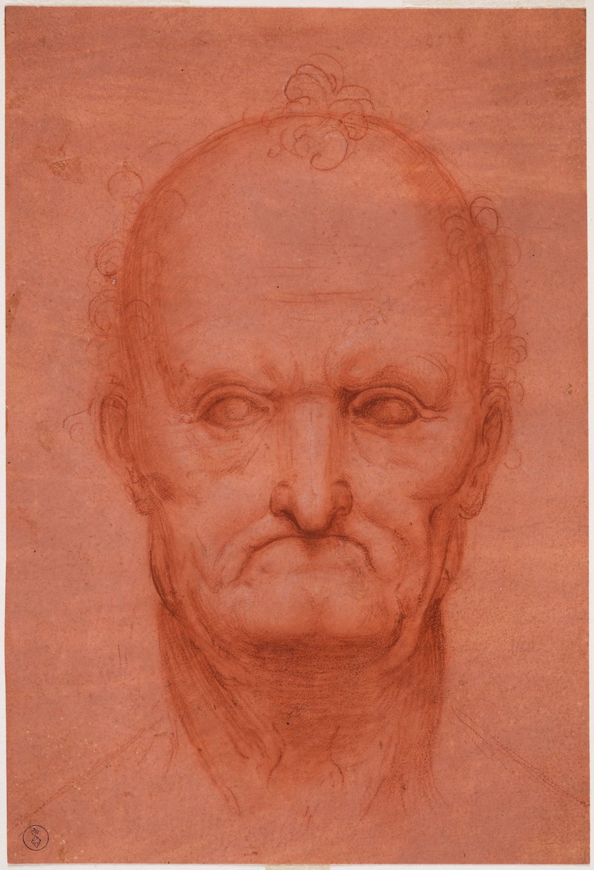 Chefe do homem velho, c. 1515 (sangue em papel vermelho preparado) de Cesare da attr.to Sesto