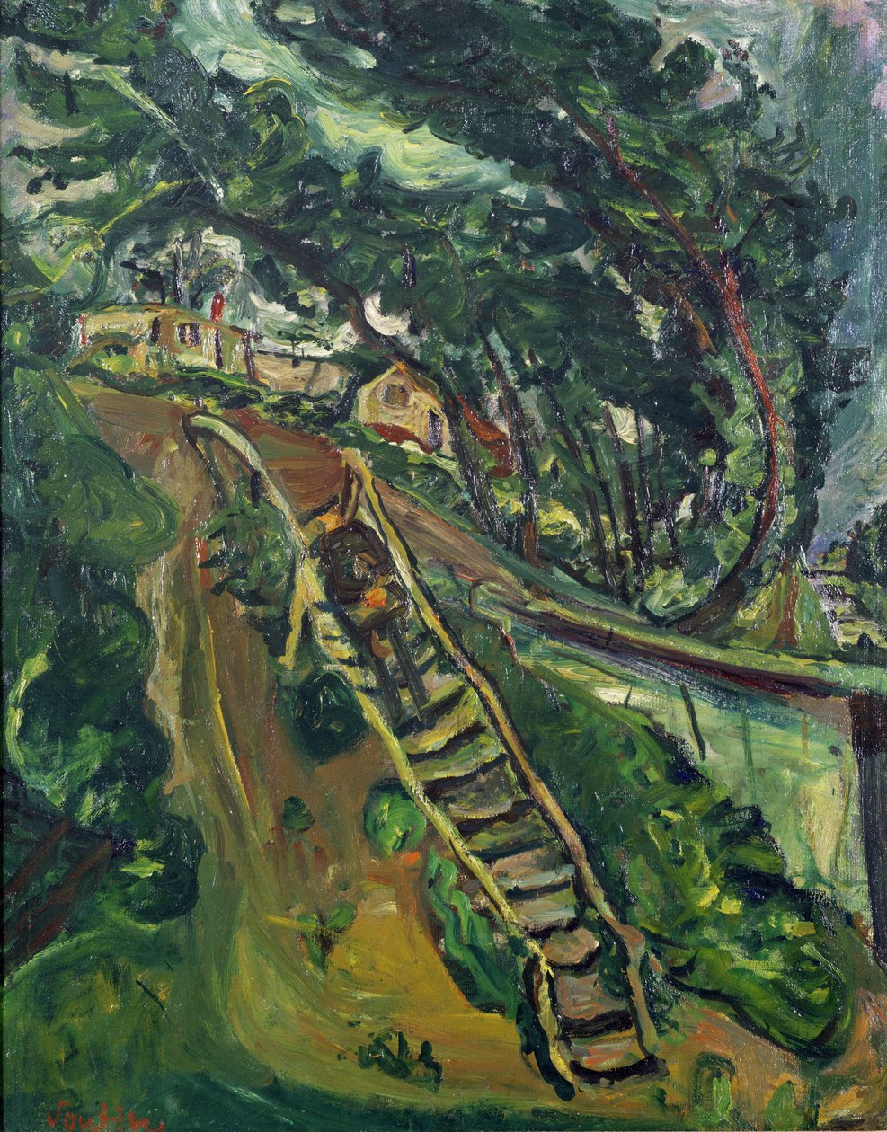 Homem, andar, a, escadas, 1922-3 de Chaim Soutine