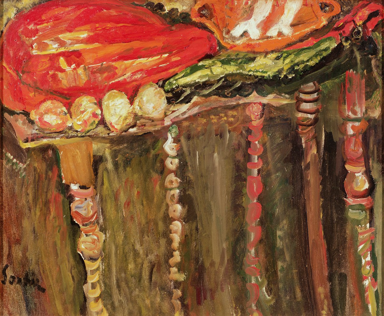 Ainda vida com um pedaço de carne crua, c.1924 de Chaim Soutine