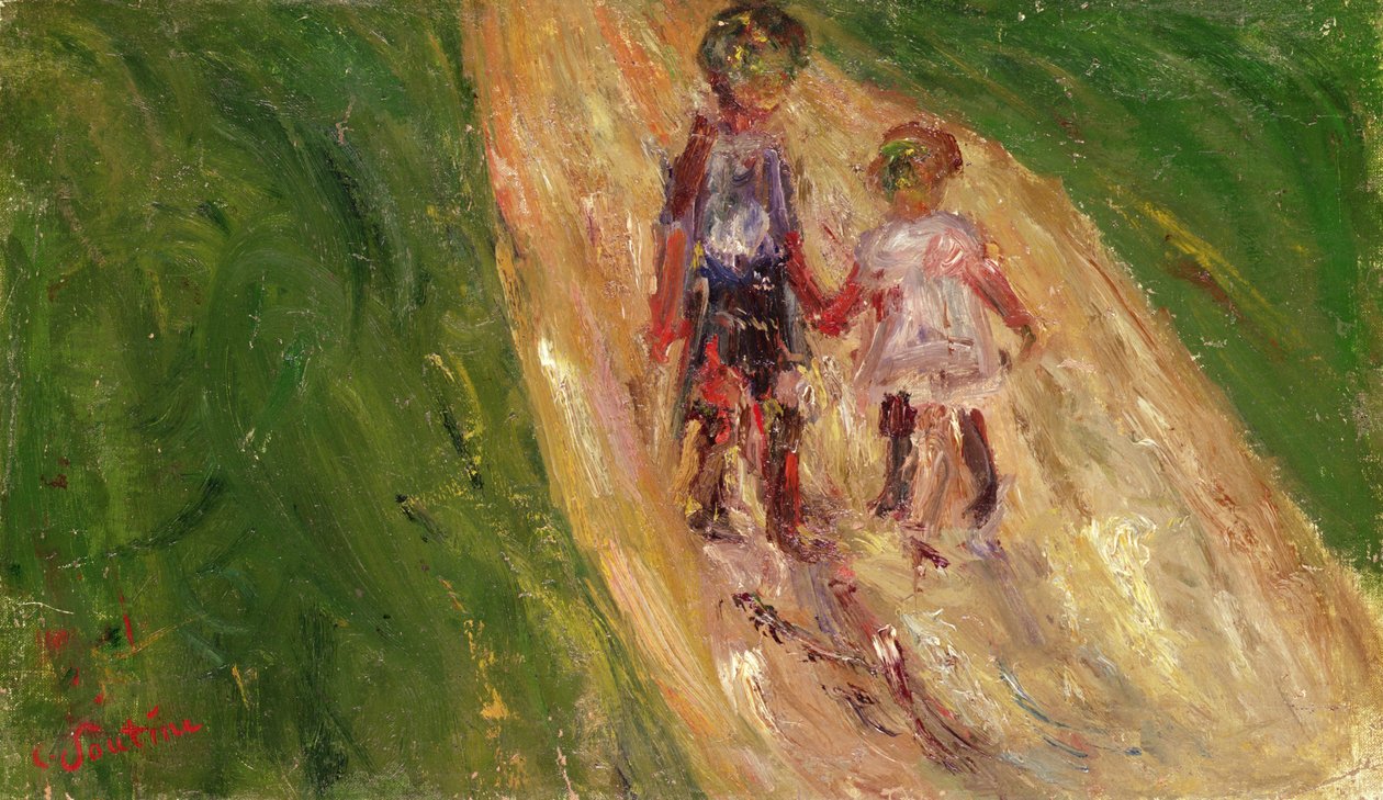 Duas crianças em uma estrada de Chaim Soutine