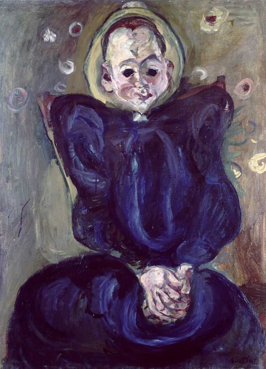 Mulher com um vestido azul (óleo sobre tela) de Chaim Soutine