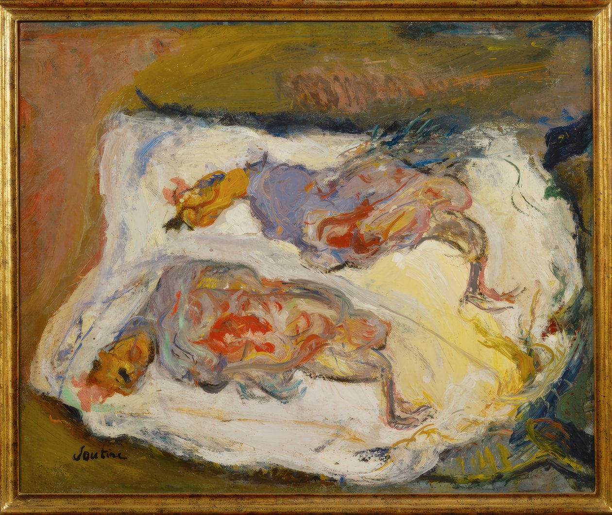Galinha dois no pano branco de Chaim Soutine