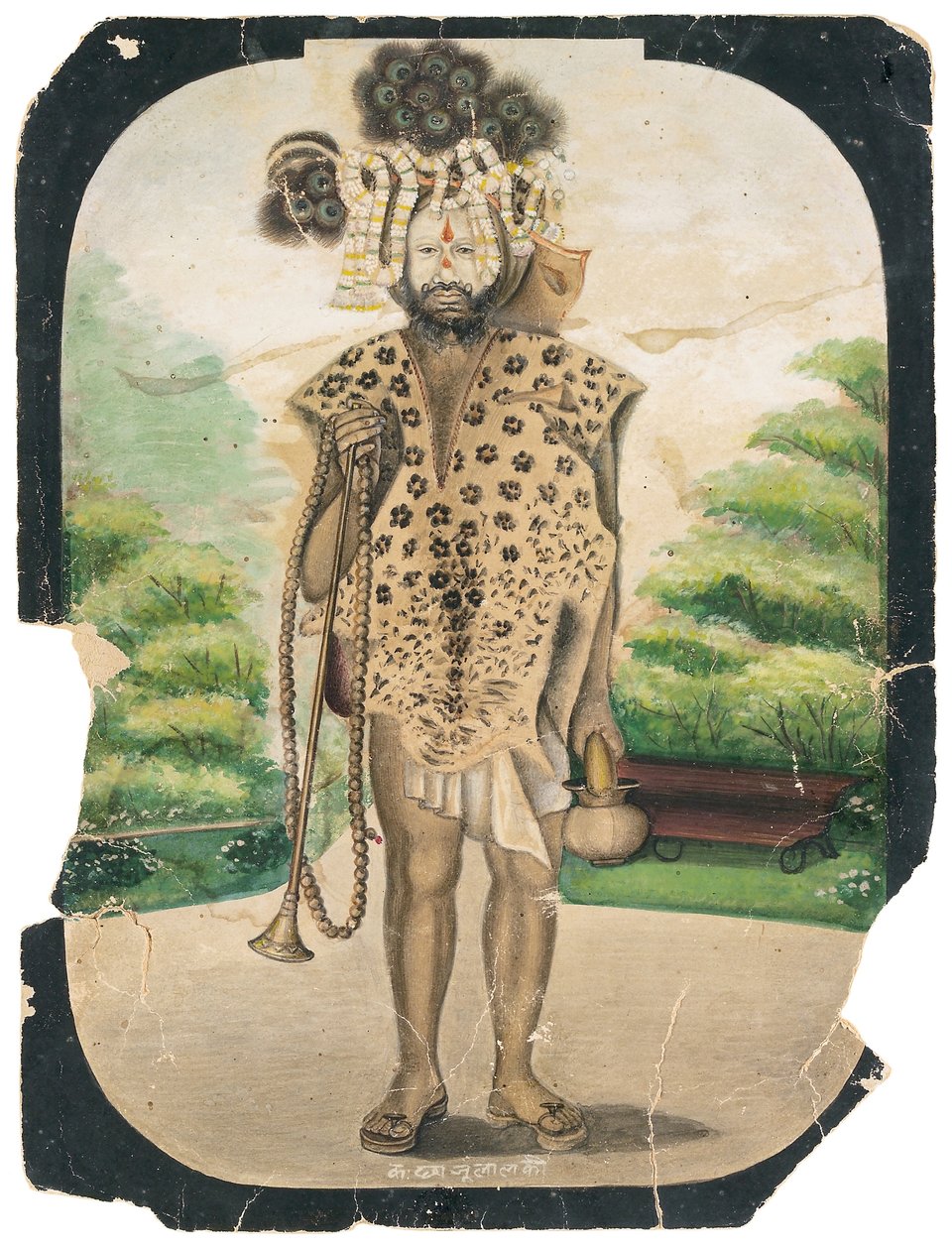 Um sadhu errante, c.1900 (wc opaca no papel) de Chajju Lal