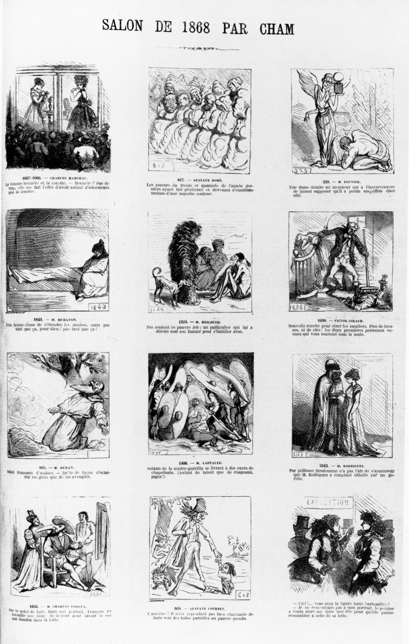 Salão Caricaturas do Salão de Paris de 1868, da revista &39;Le Charivari&39;, 31 de maio de 1868 de Cham