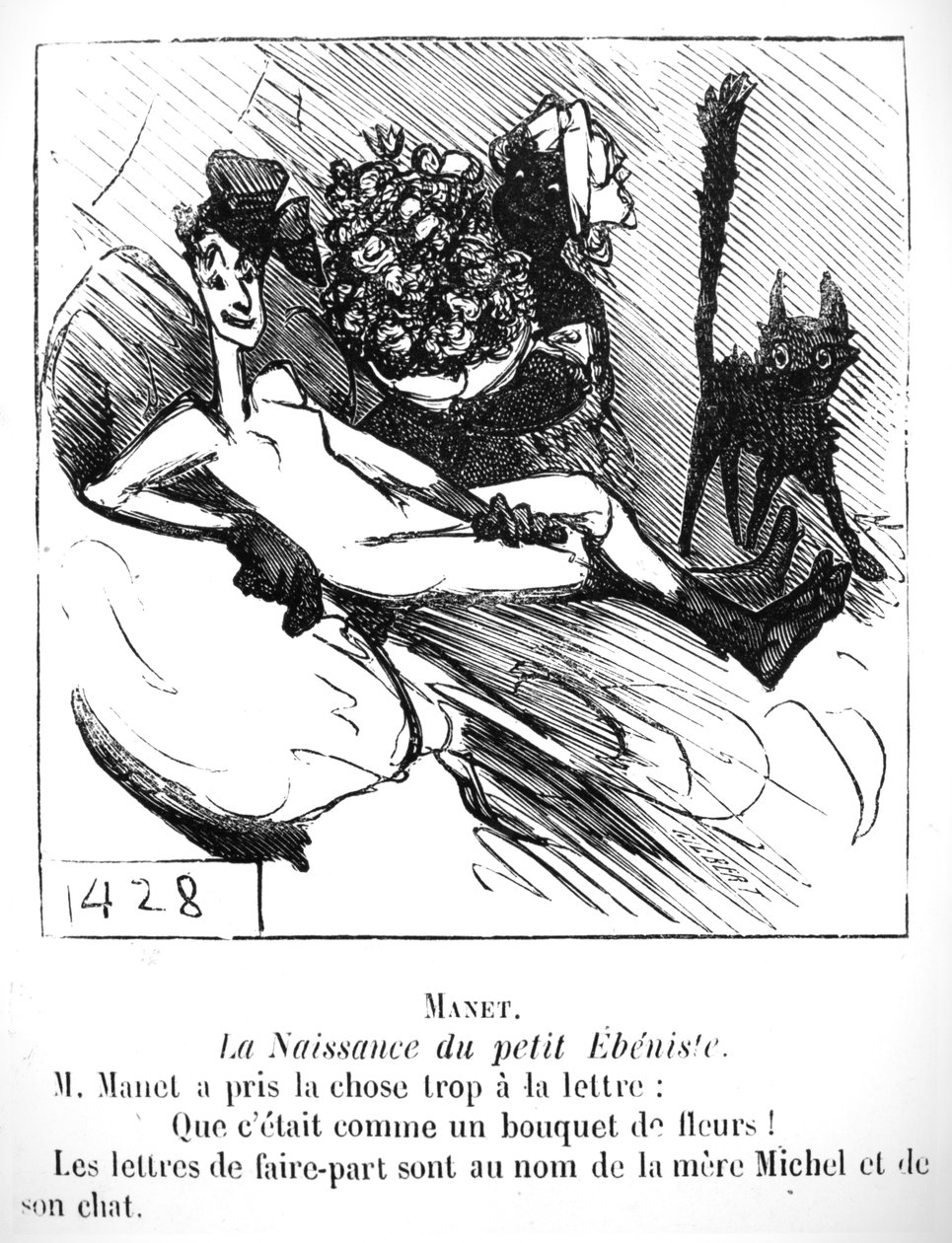 O nascimento do pequeno marceneiro, caricatura em &39;Le Charivari&39;, 1865 de Cham