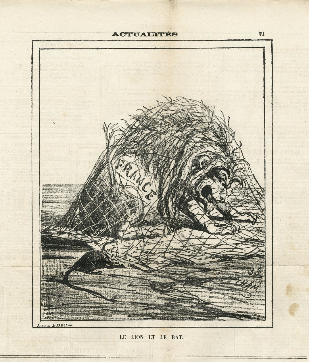 Ilustração de Cham (1819-1879) em Le Charivari de Amédée de Noé