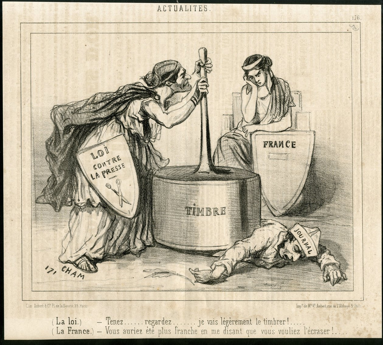 Ilustração de Cham (1819-1879) em Le Charivari de Amédée de Noé